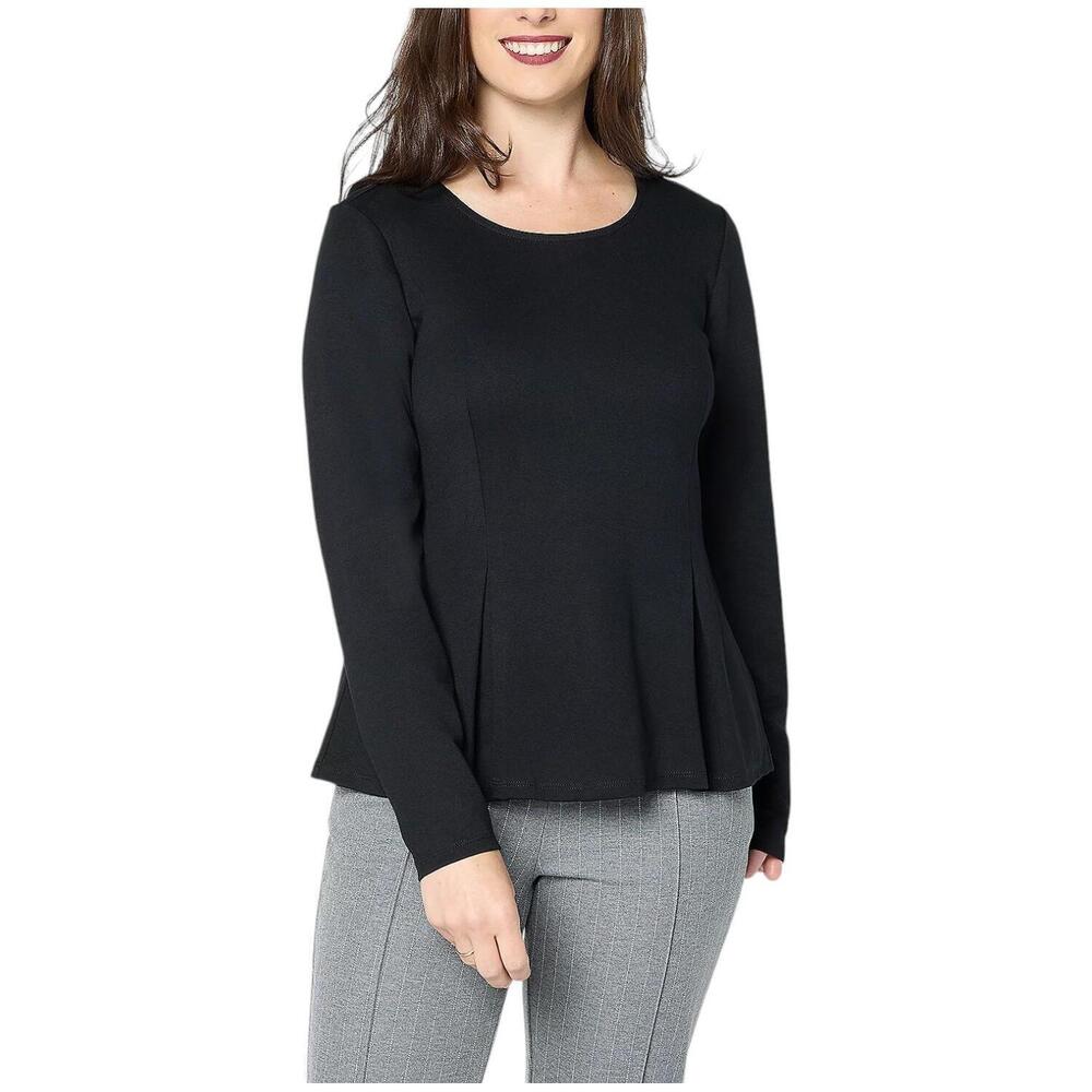 BEAUTIFUL by Lawrence Zarian Women's The Lenny Silky Ponte Top Black - Regular